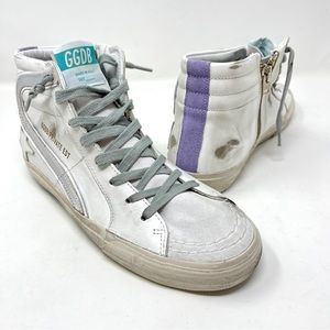 Golden Goose Slide High Tops White Leather Women Shoes US 8 EUR 38